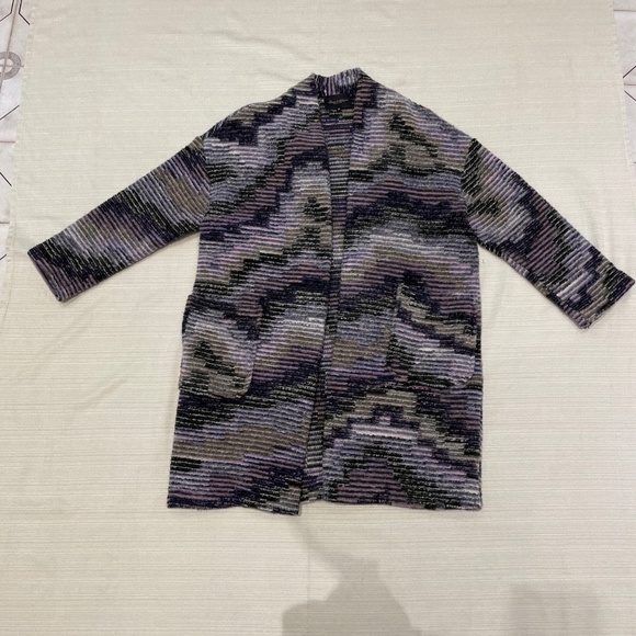 Cocoon Knit Coat Jacket 65% Wool Italy M/L - Picture 2 of 12